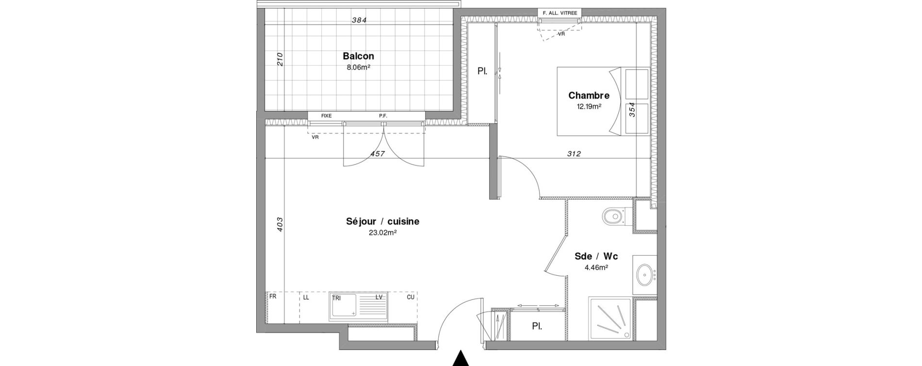 Appartement T2 de 39,67 m2 &agrave; Fr&eacute;jus Sainte-brigitte