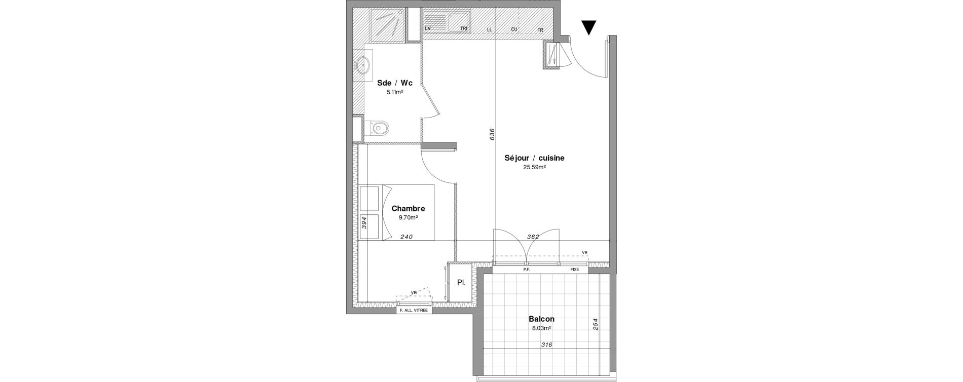 Appartement T2 de 40,40 m2 &agrave; Fr&eacute;jus Sainte-brigitte
