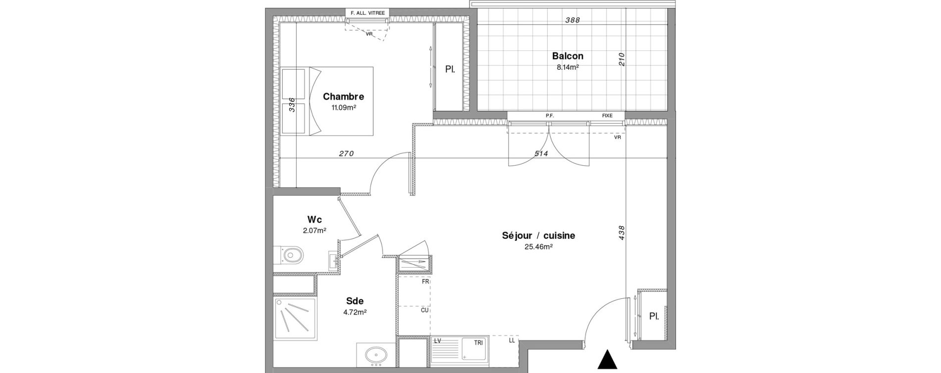 Appartement T2 de 43,34 m2 &agrave; Fr&eacute;jus Sainte-brigitte