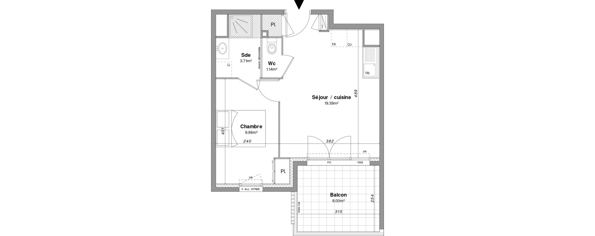 Appartement T2 de 34,20 m2 &agrave; Fr&eacute;jus Sainte-brigitte