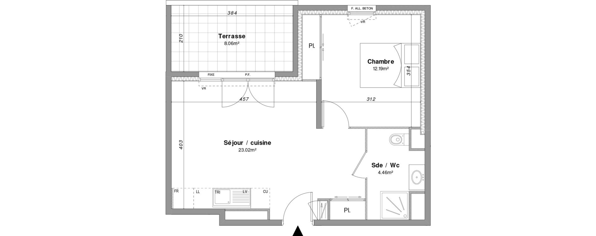 Appartement T2 de 39,67 m2 &agrave; Fr&eacute;jus Sainte-brigitte