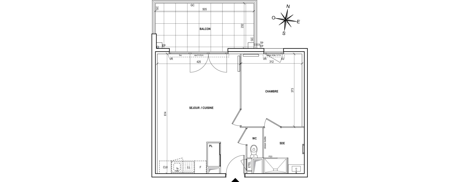 Appartement T2 de 44,21 m2 &agrave; Fr&eacute;jus Centre
