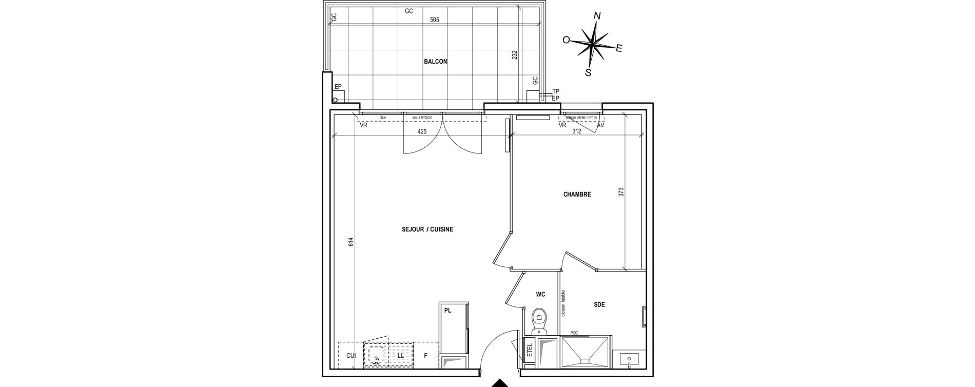 Appartement T2 de 44,21 m2 &agrave; Fr&eacute;jus Centre