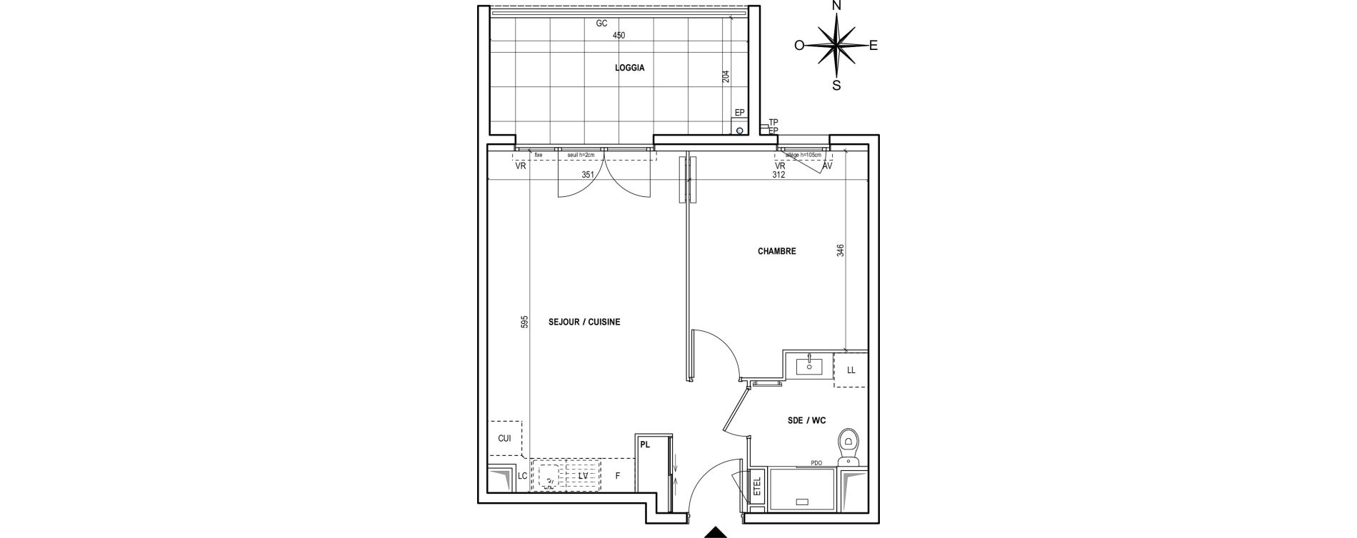Appartement T2 de 39,23 m2 &agrave; Fr&eacute;jus Centre