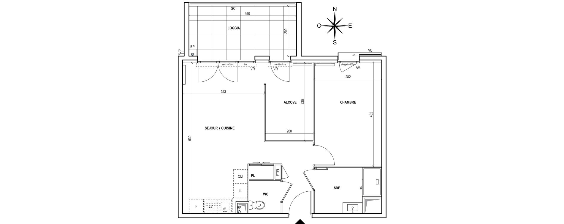 Appartement T2 de 50,56 m2 &agrave; Fr&eacute;jus Centre