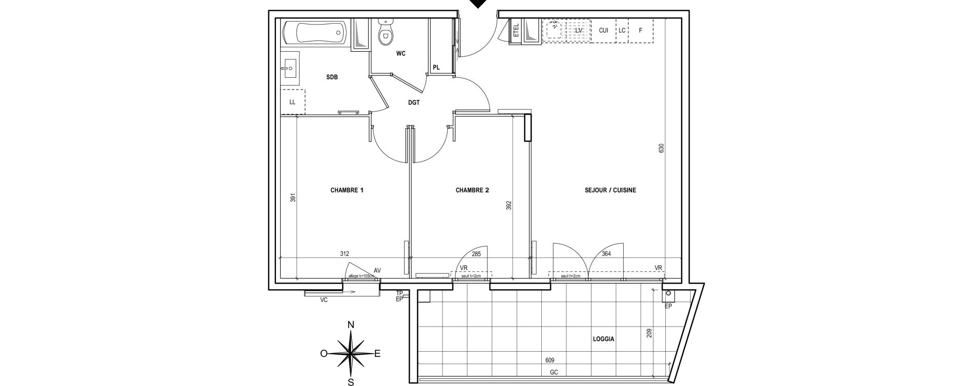 Appartement T3 de 59,16 m2 &agrave; Fr&eacute;jus Centre