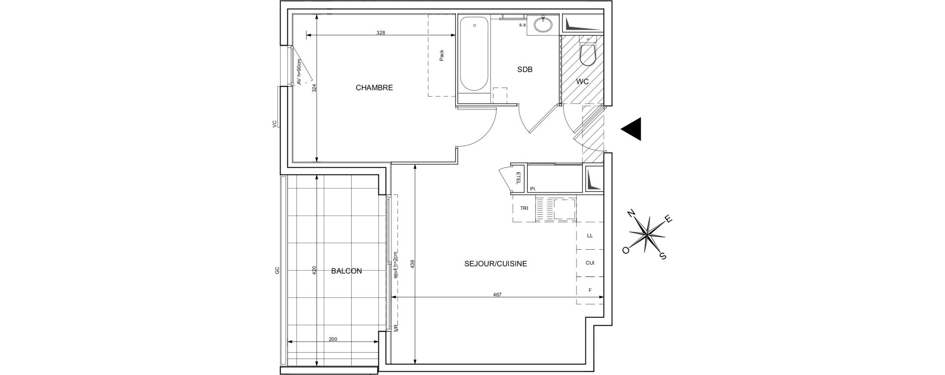 Appartement T2 de 40,88 m2 &agrave; Fr&eacute;jus Centre