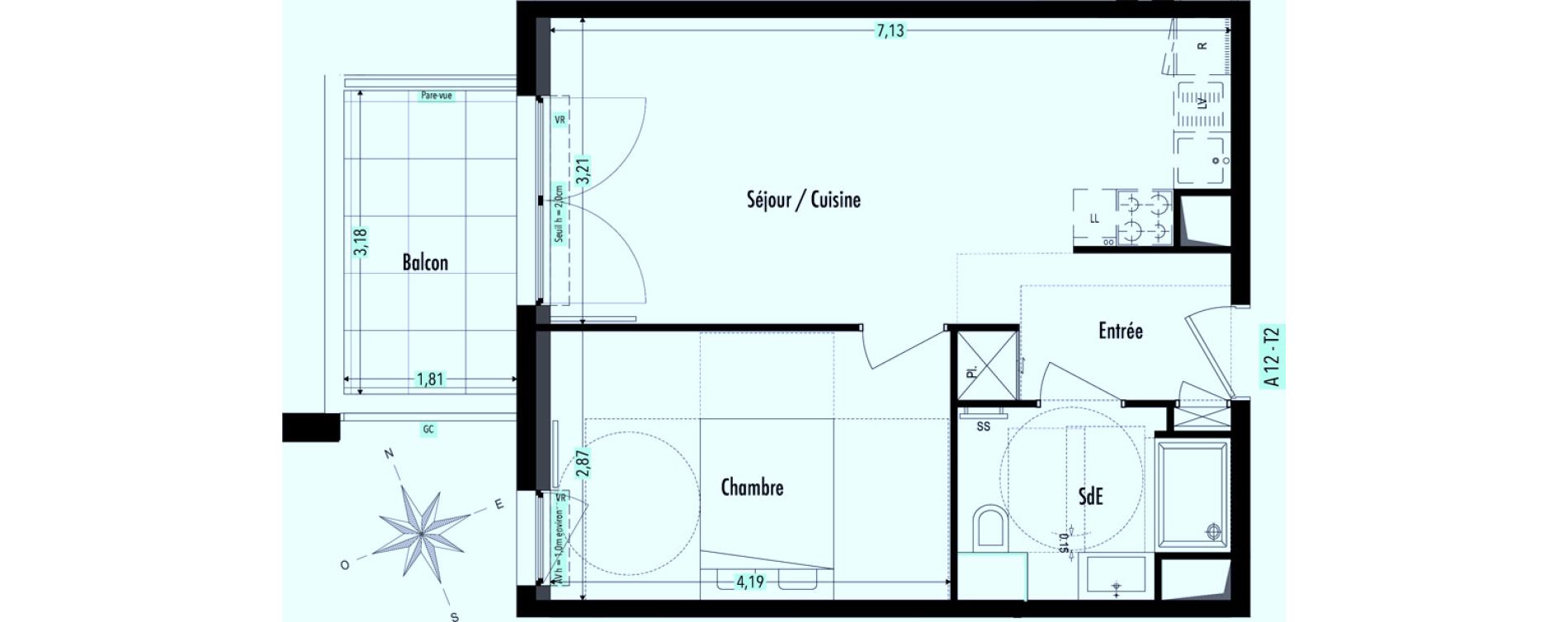 Appartement T2 de 41,65 m2 &agrave; Fr&eacute;jus Vaslescure
