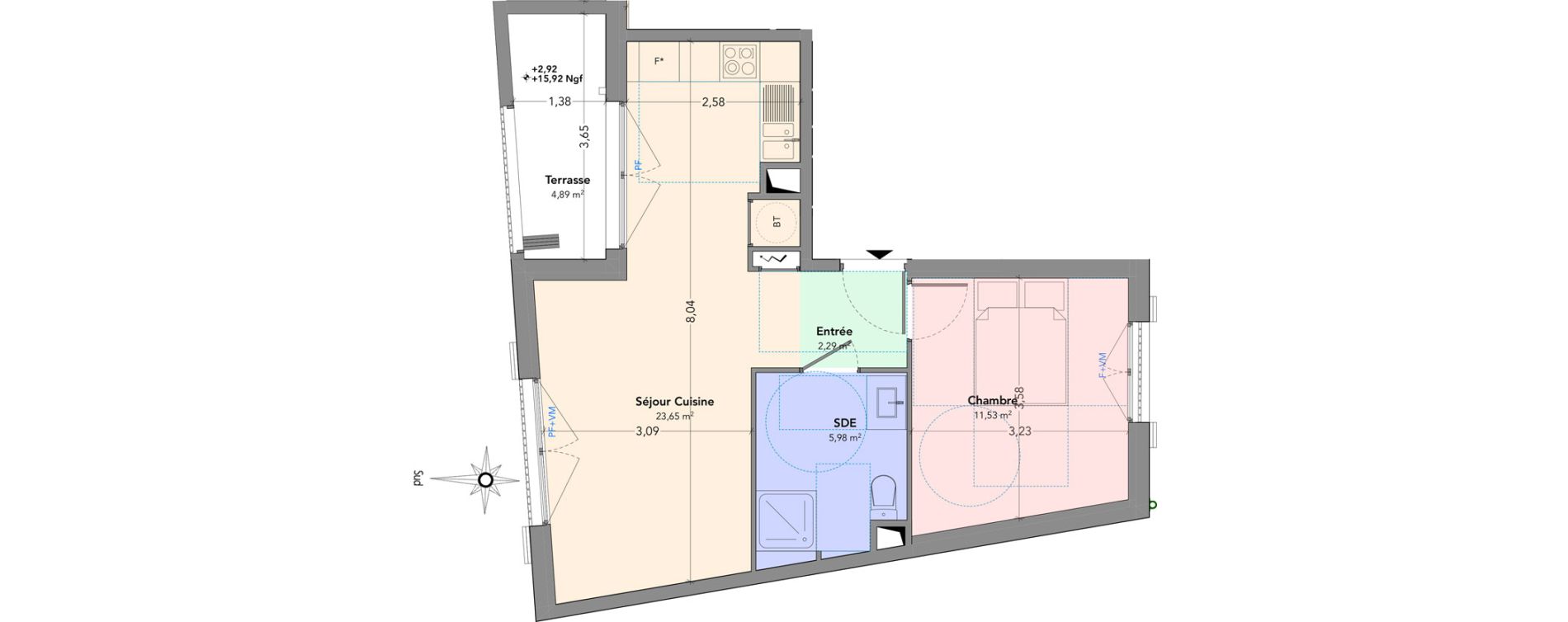 Appartement T2 de 43,45 m2 &agrave; Fr&eacute;jus Centre - vieille ville