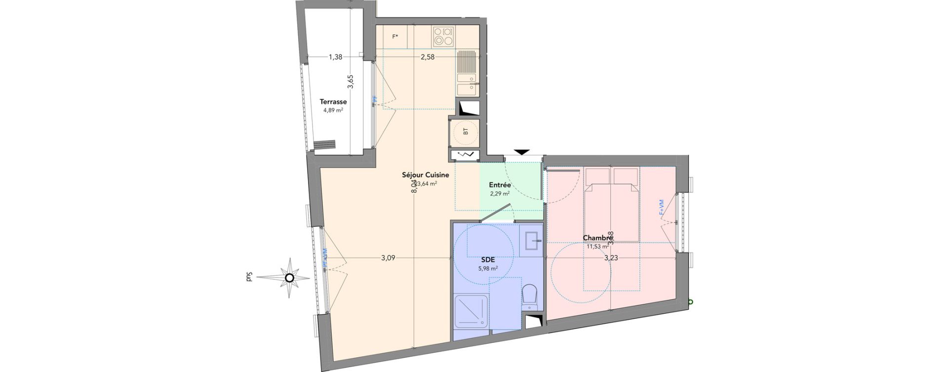 Appartement T2 de 43,44 m2 &agrave; Fr&eacute;jus Centre - vieille ville