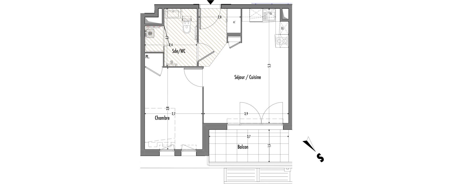 Appartement T1 de 36,68 m2 &agrave; Fr&eacute;jus Centre