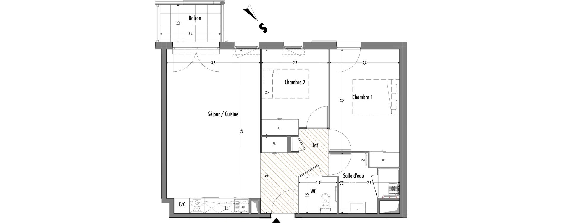 Appartement T3 de 60,16 m2 &agrave; Fr&eacute;jus Centre