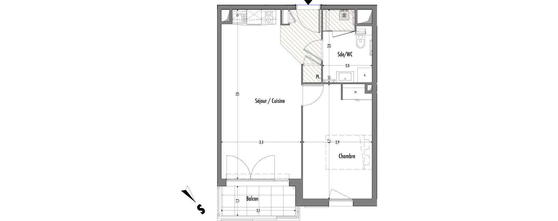 Appartement T2 de 43,95 m2 &agrave; Fr&eacute;jus Centre