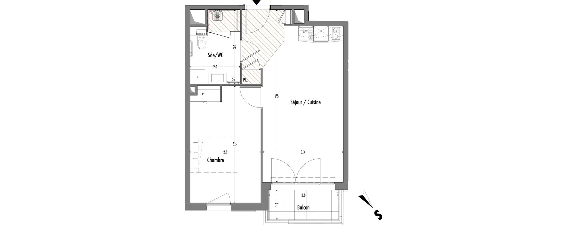 Appartement T2 de 42,75 m2 &agrave; Fr&eacute;jus Centre