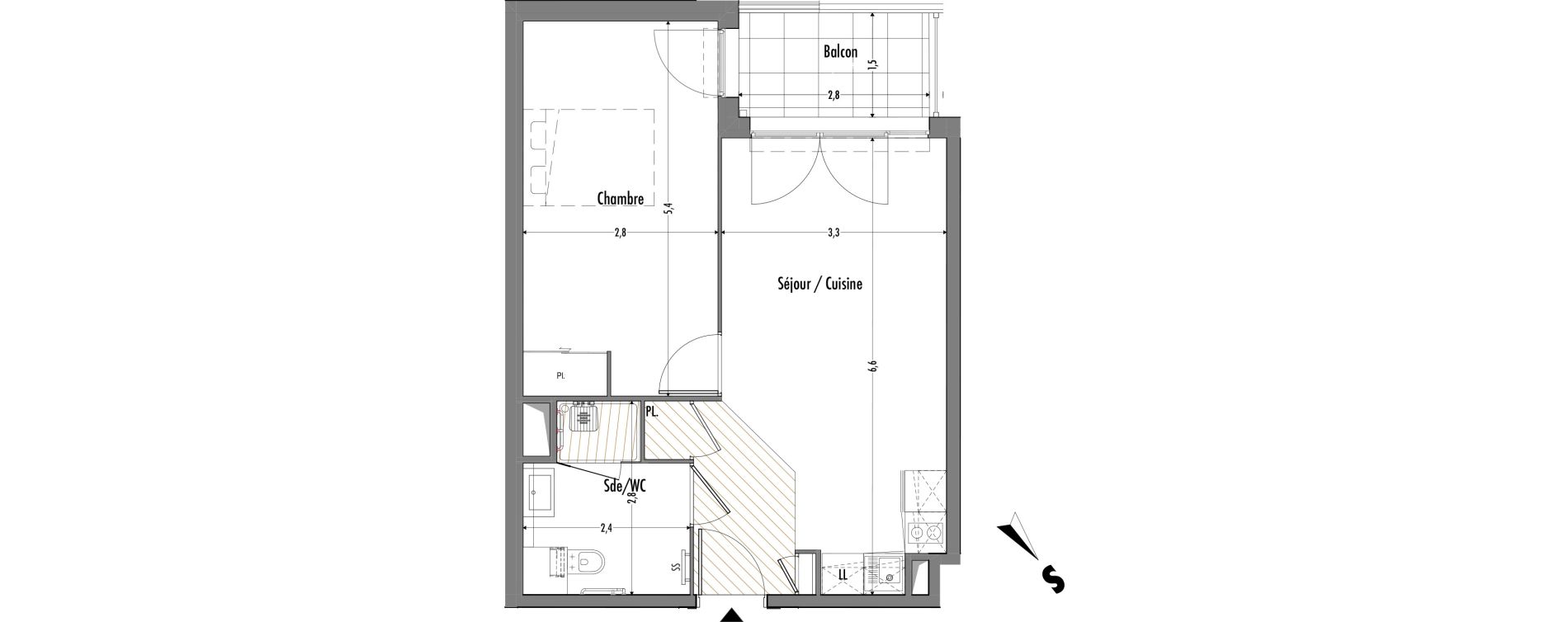 Appartement T2 de 43,83 m2 &agrave; Fr&eacute;jus Centre