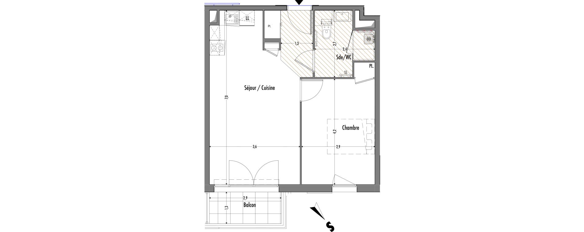 Appartement T2 de 44,29 m2 &agrave; Fr&eacute;jus Centre