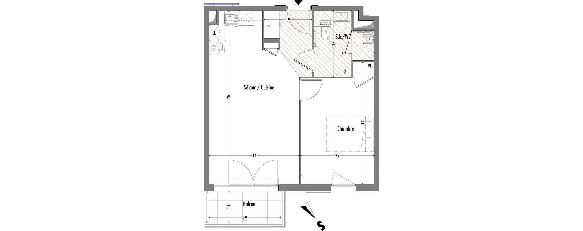 Appartement T2 de 44,38 m2 &agrave; Fr&eacute;jus Centre