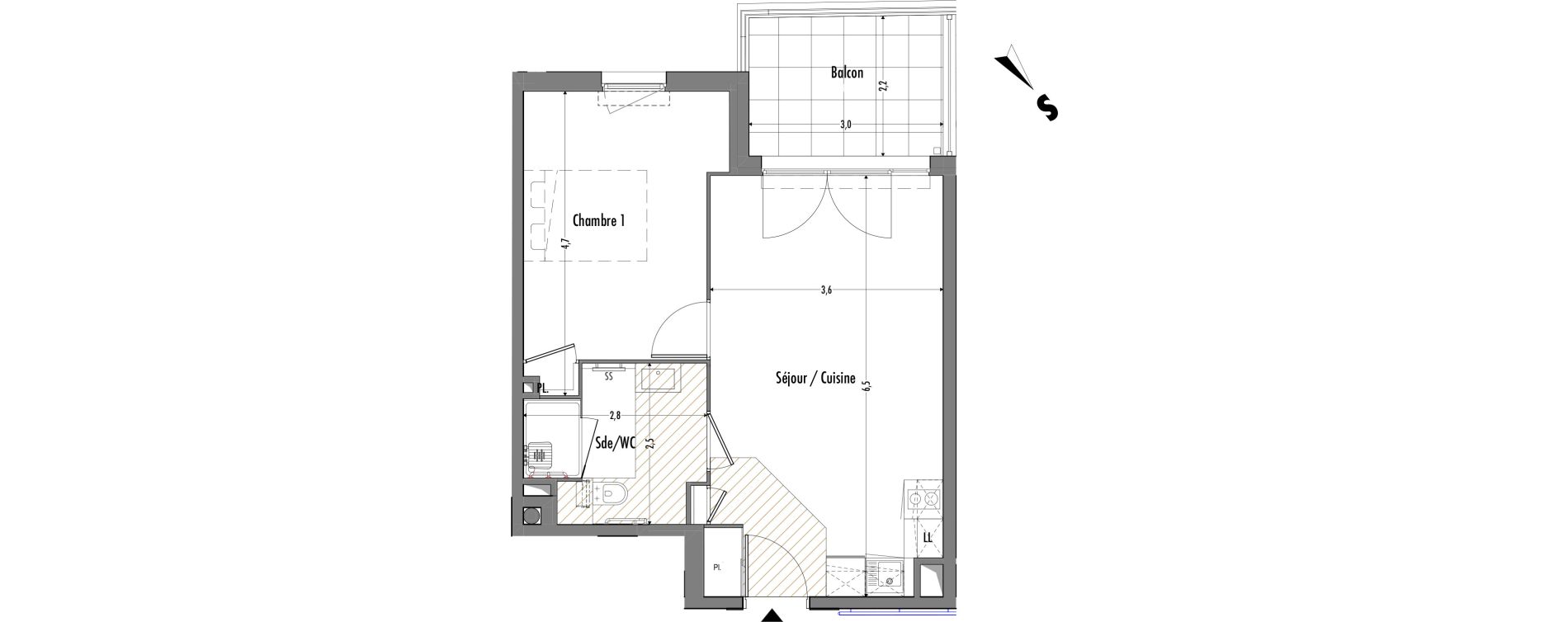 Appartement T2 de 41,61 m2 &agrave; Fr&eacute;jus Centre