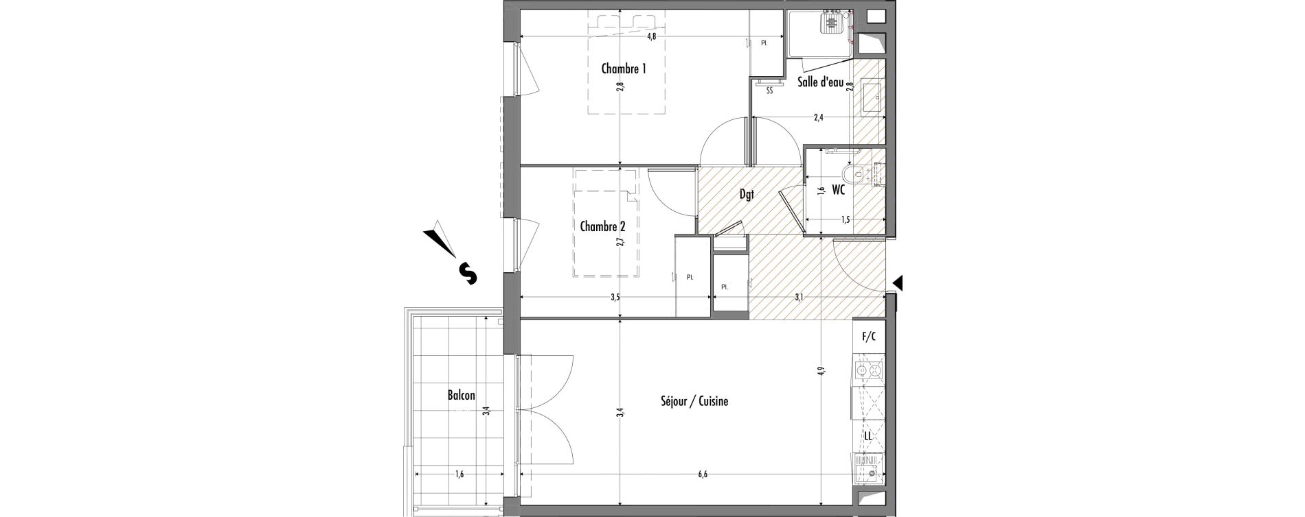 Appartement T3 de 57,74 m2 &agrave; Fr&eacute;jus Centre