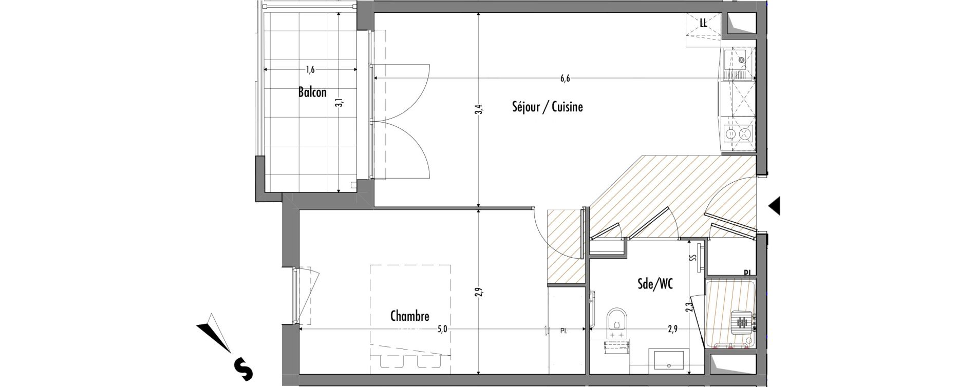 Appartement T2 de 43,91 m2 &agrave; Fr&eacute;jus Centre