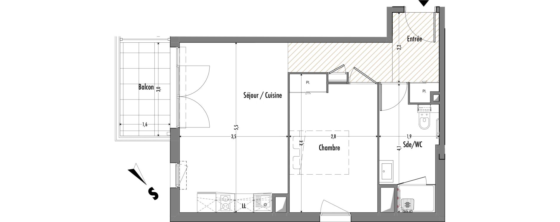 Appartement T2 de 44,62 m2 &agrave; Fr&eacute;jus Centre