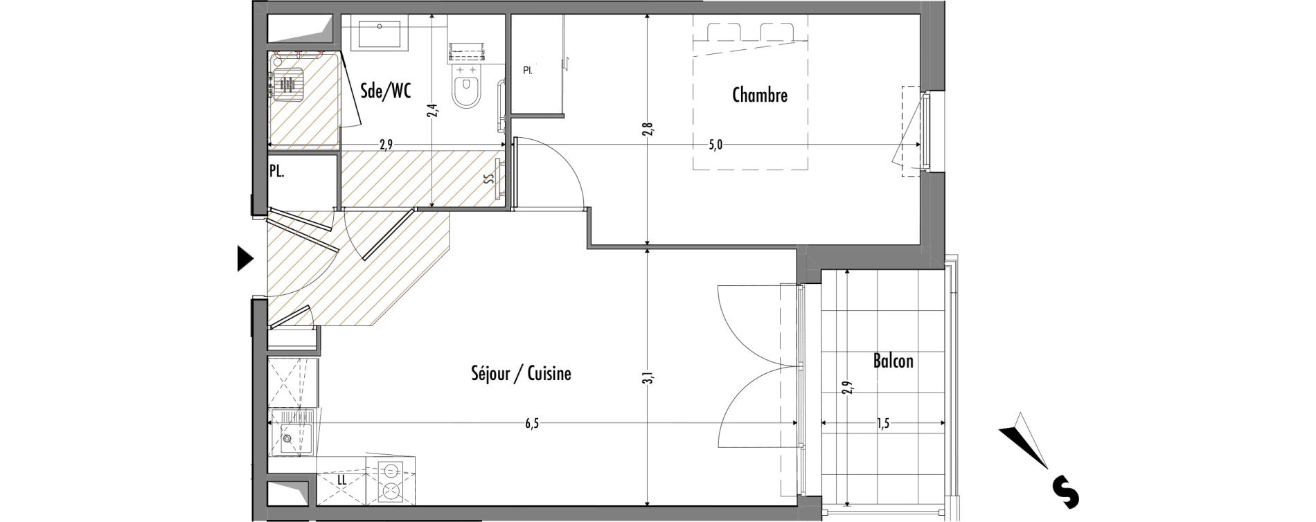 Appartement T2 de 41,62 m2 &agrave; Fr&eacute;jus Centre