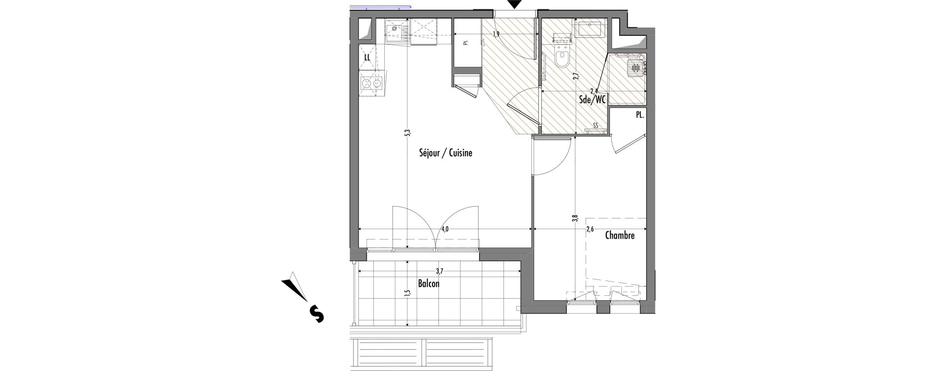 Appartement T1 de 36,49 m2 &agrave; Fr&eacute;jus Centre