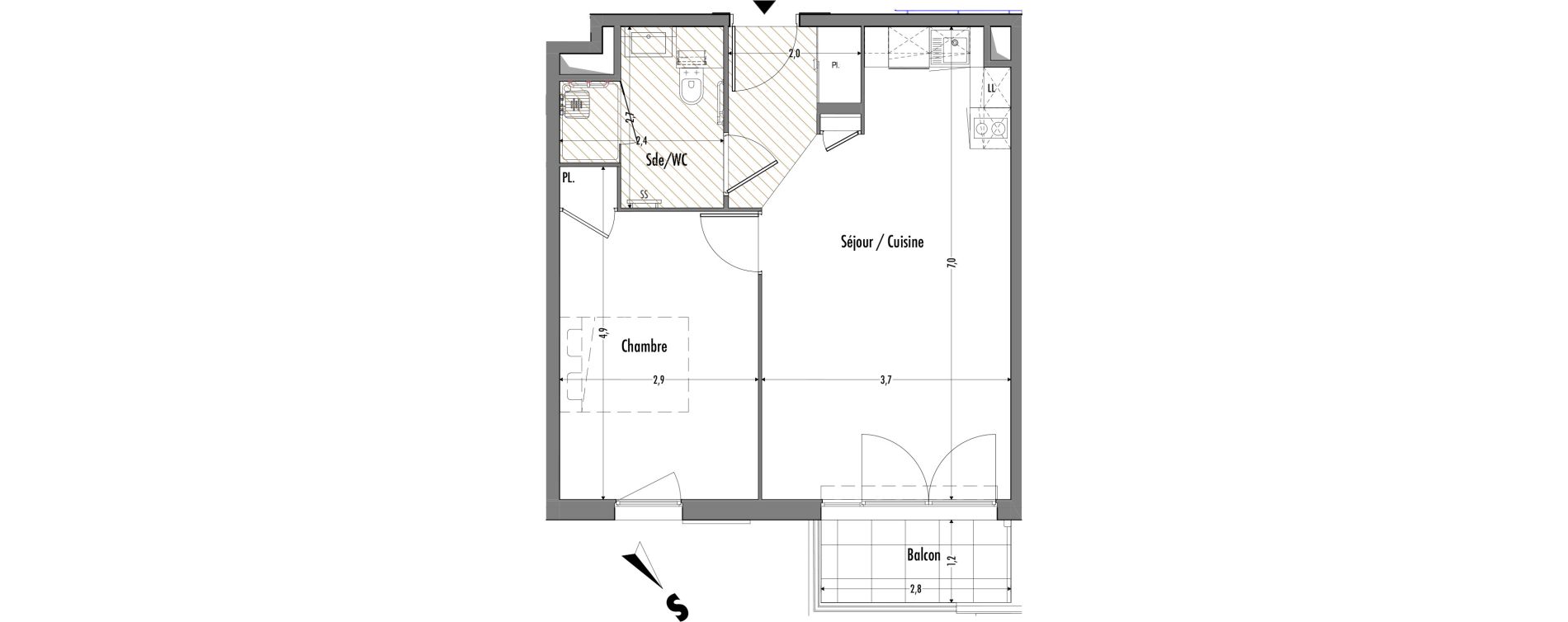 Appartement T2 de 44,54 m2 &agrave; Fr&eacute;jus Centre