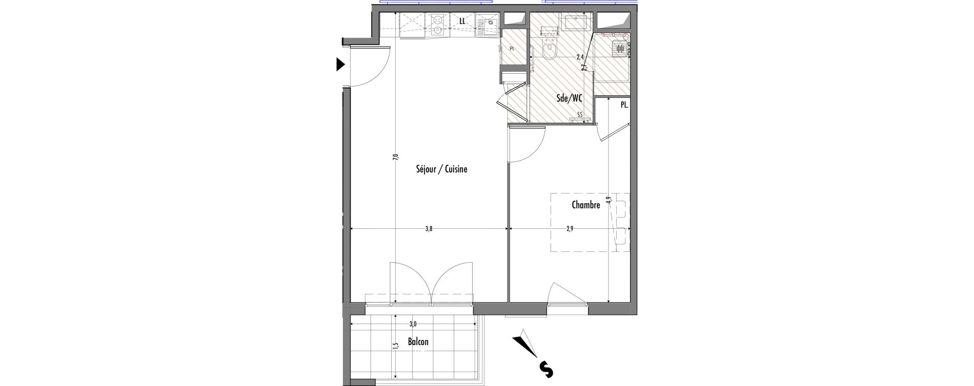 Appartement T2 de 44,81 m2 &agrave; Fr&eacute;jus Centre