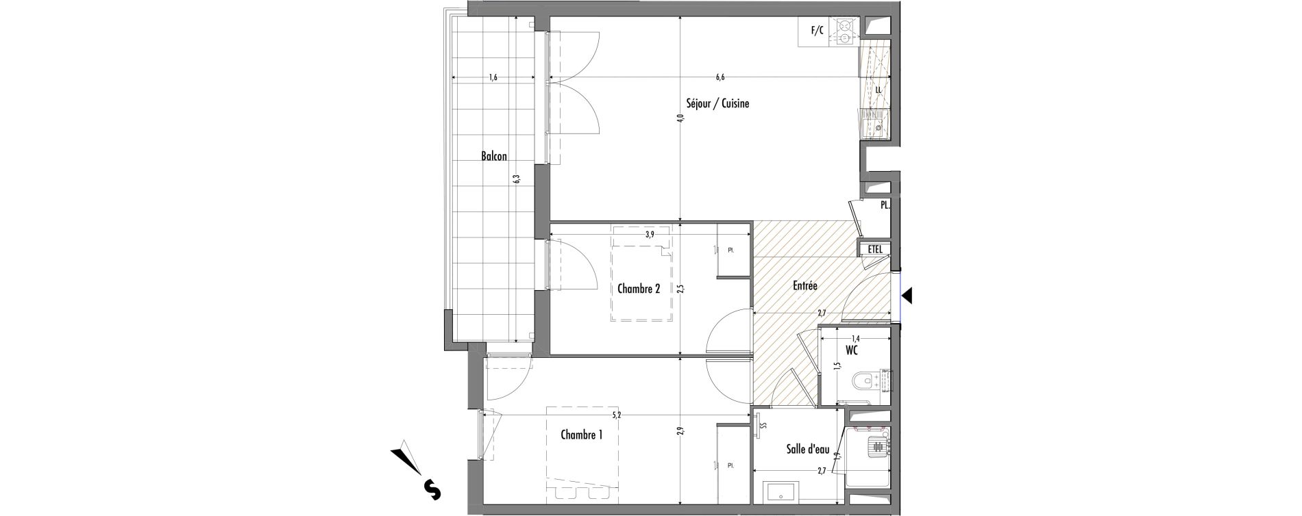 Appartement T3 de 63,82 m2 &agrave; Fr&eacute;jus Centre