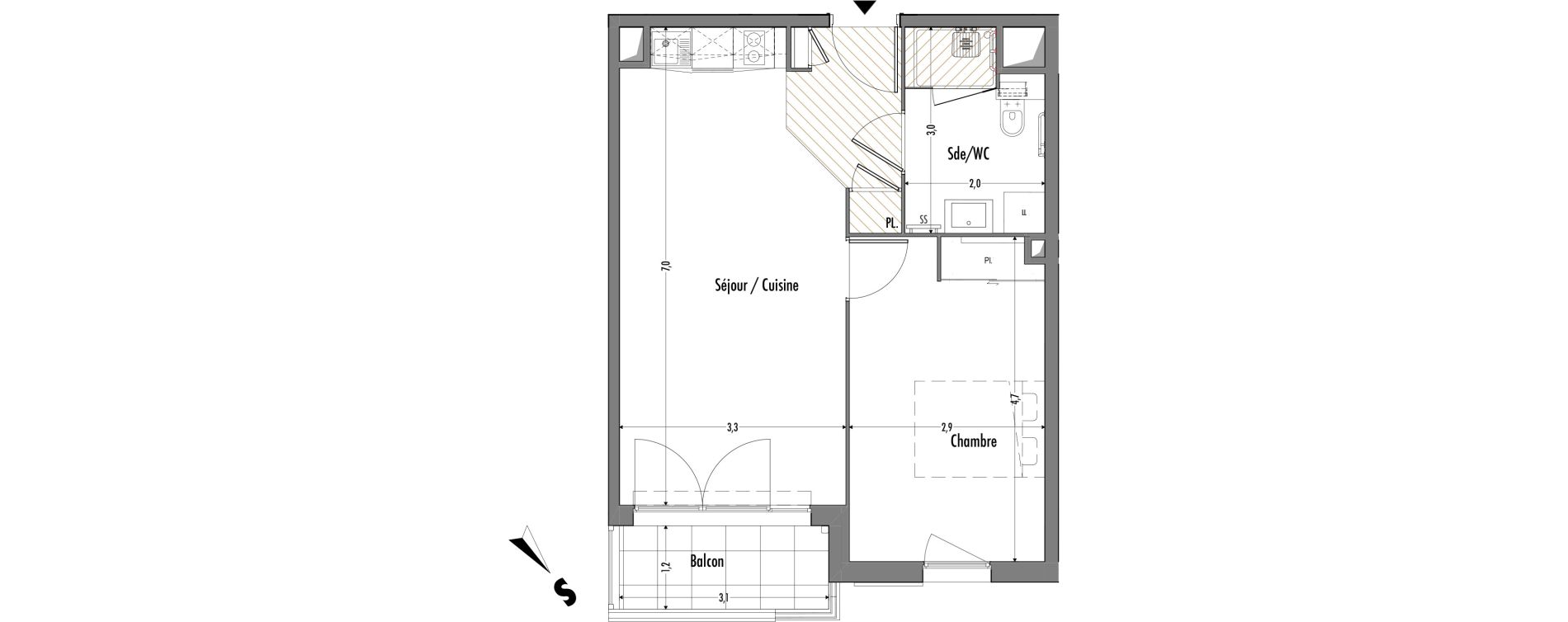 Appartement T2 de 44,06 m2 &agrave; Fr&eacute;jus Centre
