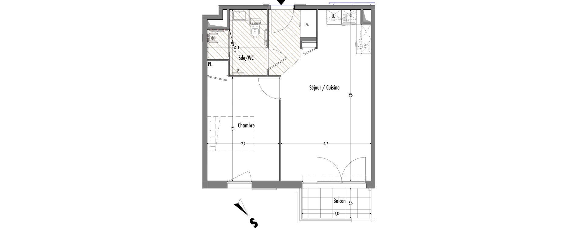 Appartement T2 de 44,42 m2 &agrave; Fr&eacute;jus Centre