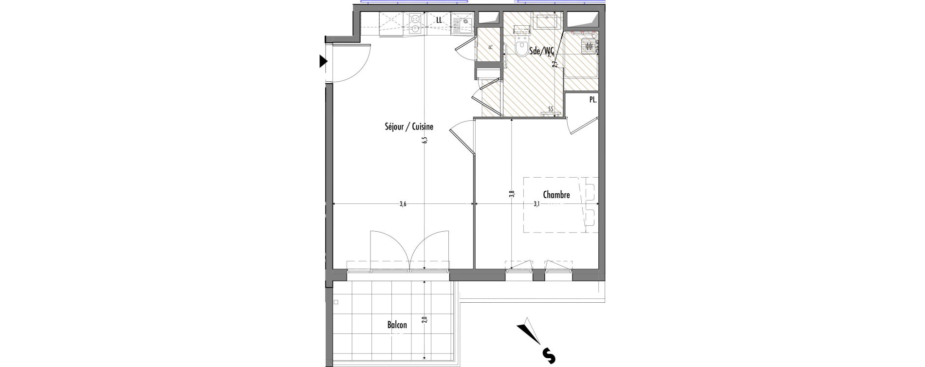 Appartement T2 de 41,68 m2 &agrave; Fr&eacute;jus Centre
