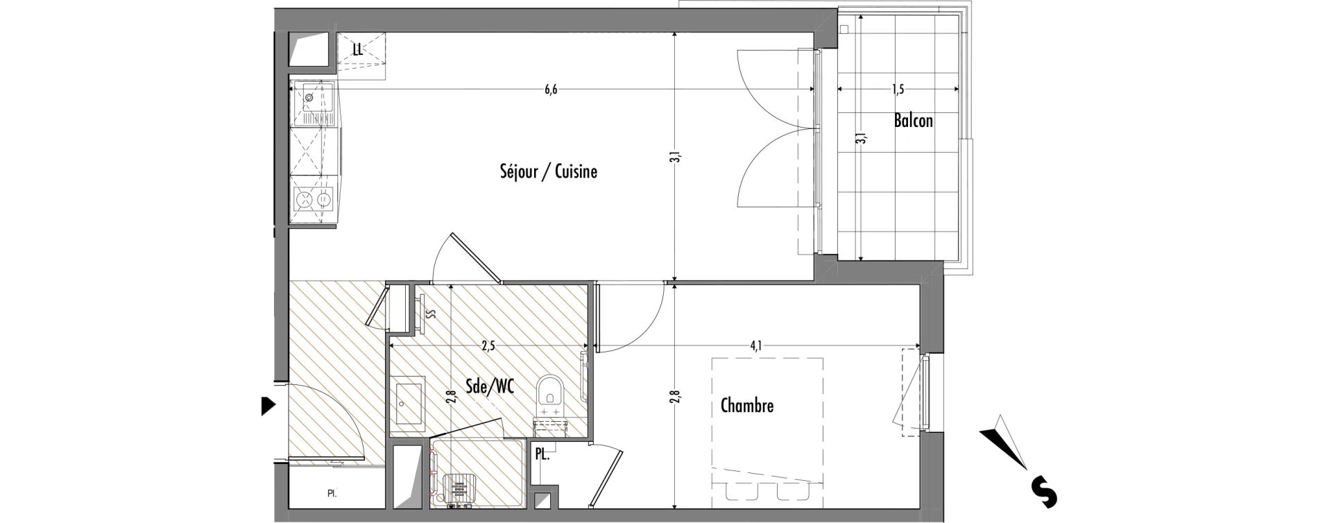 Appartement T2 de 41,78 m2 &agrave; Fr&eacute;jus Centre