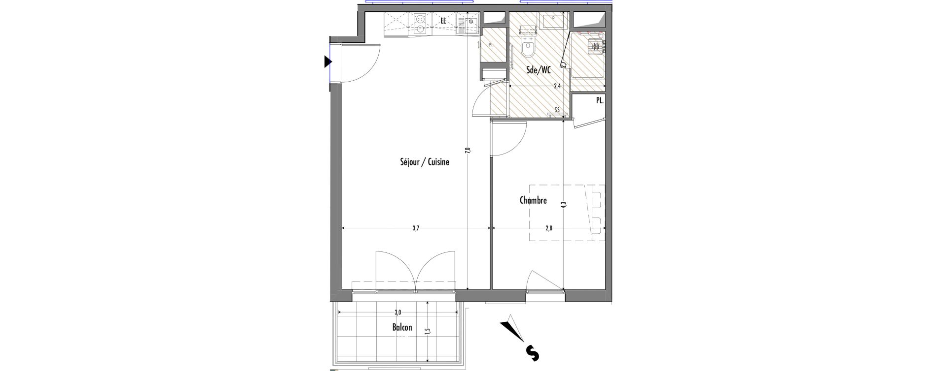Appartement T2 de 43,99 m2 &agrave; Fr&eacute;jus Centre