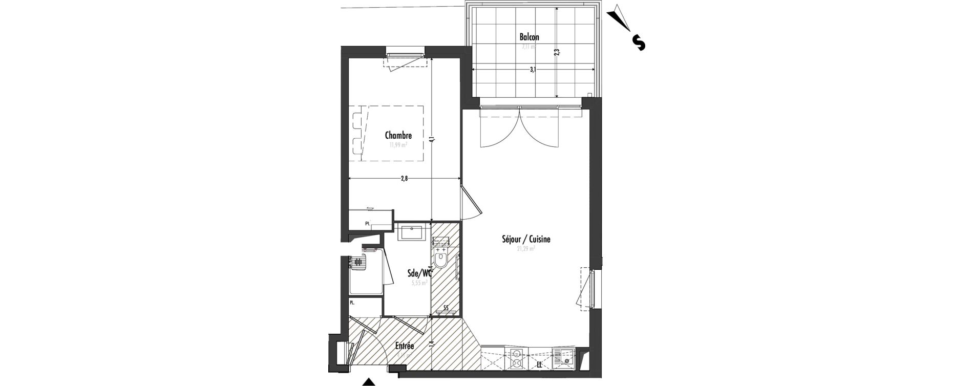 Appartement T2 de 42,94 m2 &agrave; Fr&eacute;jus Centre