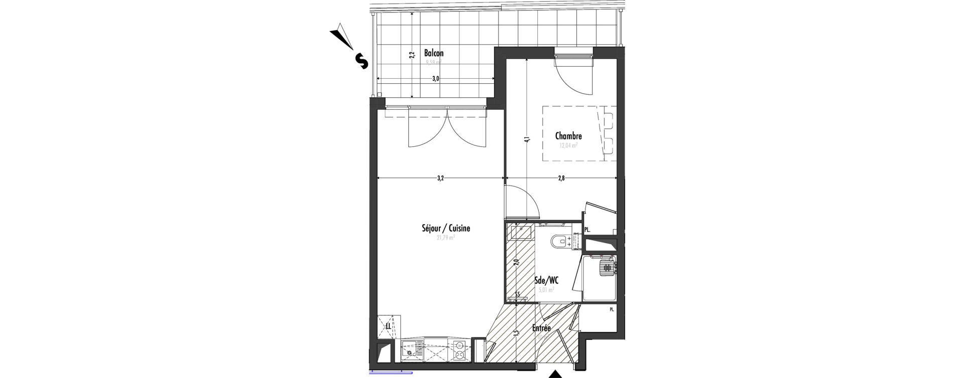 Appartement T2 de 41,24 m2 &agrave; Fr&eacute;jus Centre
