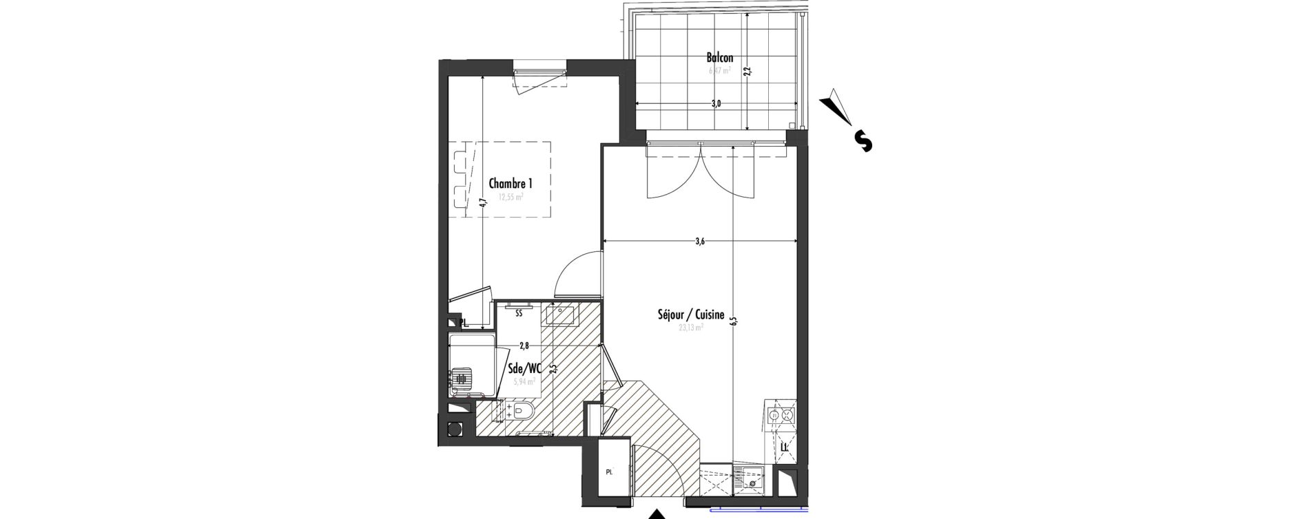 Appartement T2 de 41,62 m2 &agrave; Fr&eacute;jus Centre