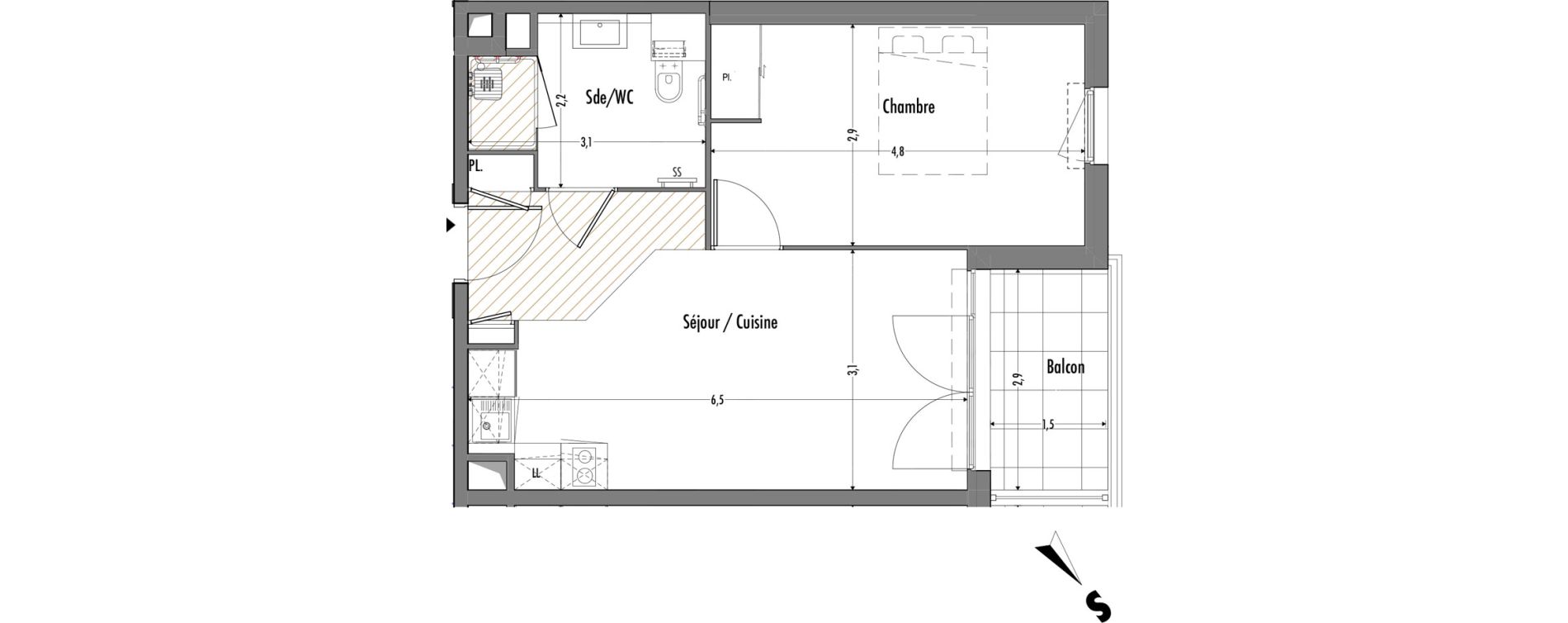 Appartement T2 de 41,95 m2 &agrave; Fr&eacute;jus Centre