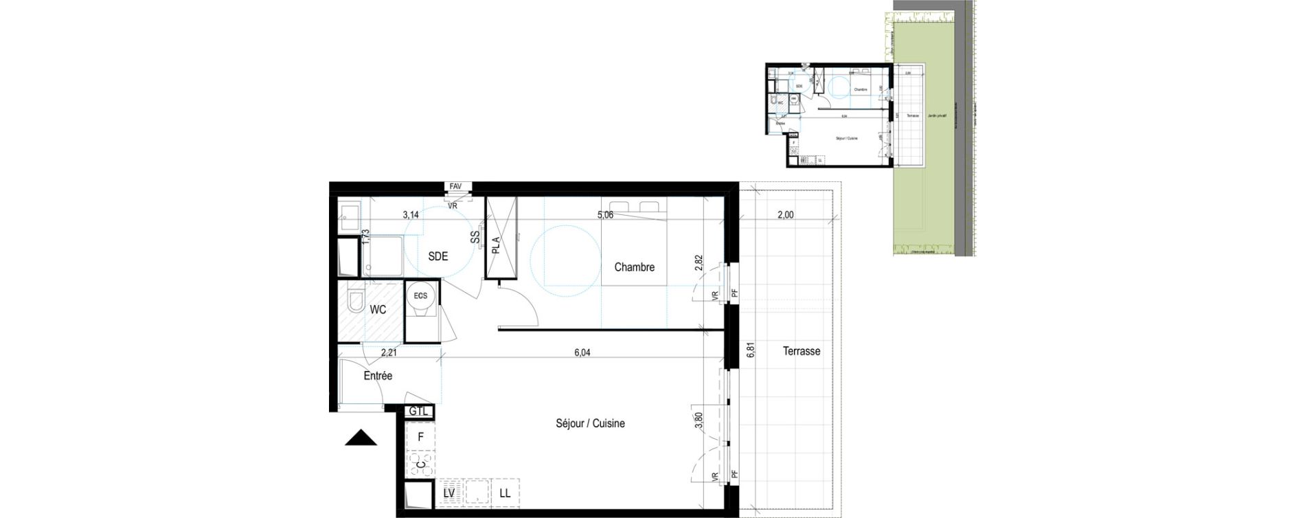 Appartement T2 de 49,89 m2 &agrave; Fr&eacute;jus Reyran