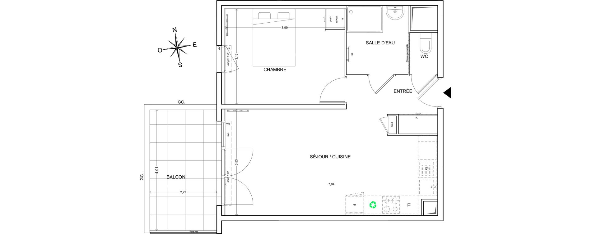 Appartement T2 de 46,10 m2 &agrave; Fr&eacute;jus Vaslescure
