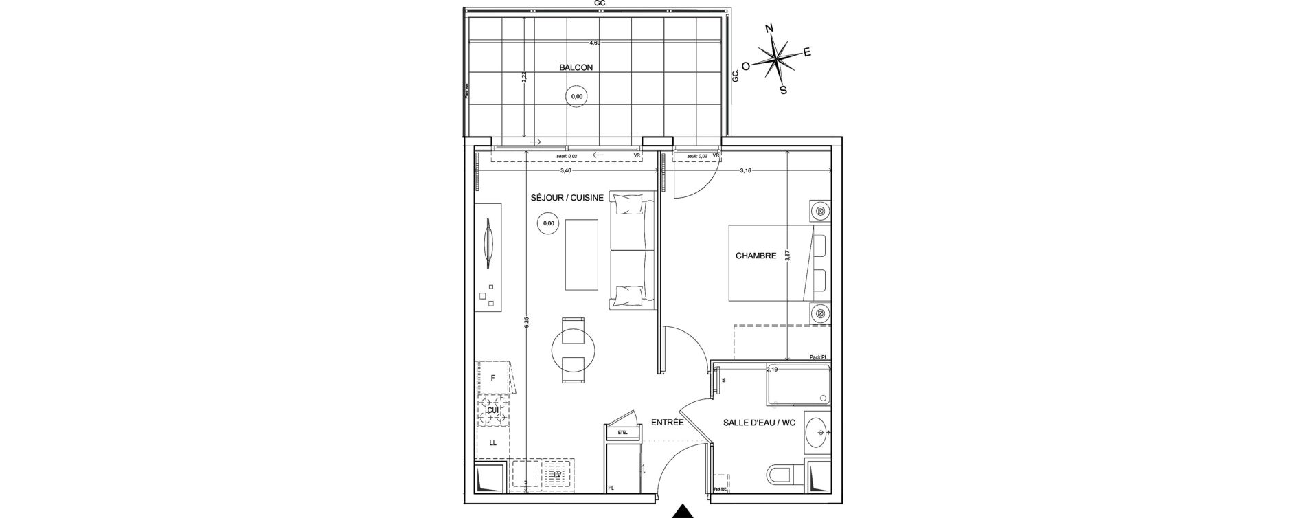 Appartement T2 de 40,44 m2 &agrave; Fr&eacute;jus Vaslescure