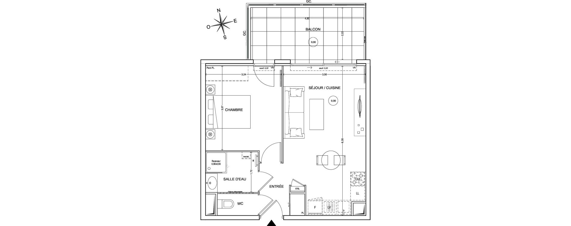 Appartement T2 de 41,26 m2 &agrave; Fr&eacute;jus Vaslescure