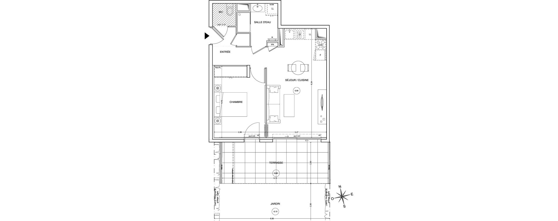 Appartement T2 de 44,67 m2 &agrave; Fr&eacute;jus Vaslescure