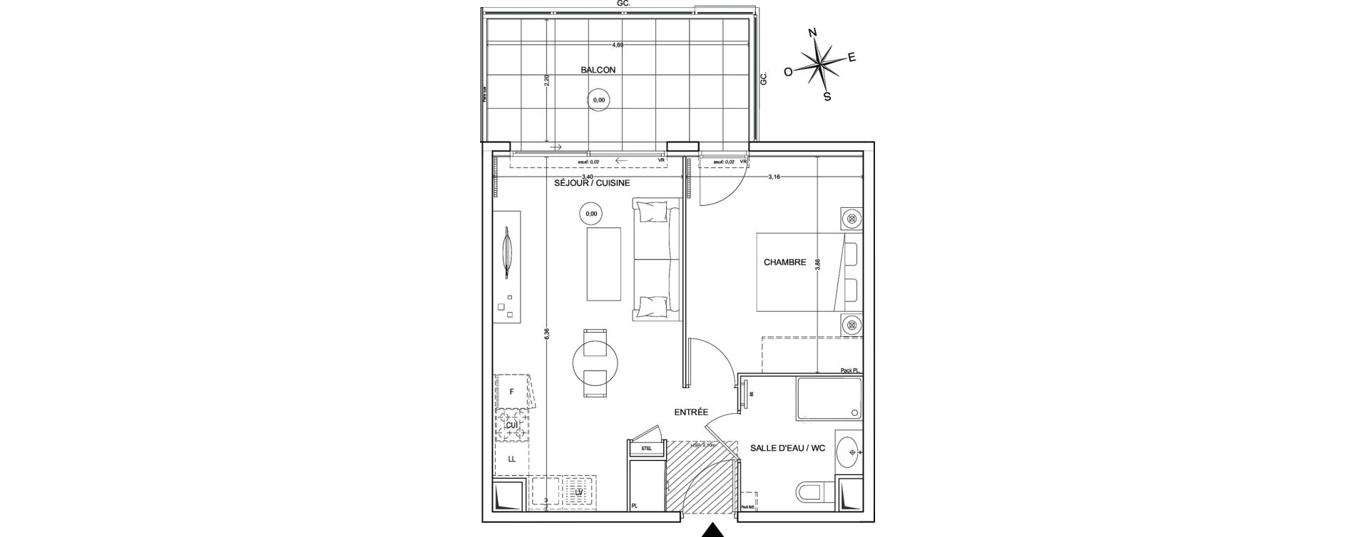 Appartement T2 de 40,50 m2 &agrave; Fr&eacute;jus Vaslescure
