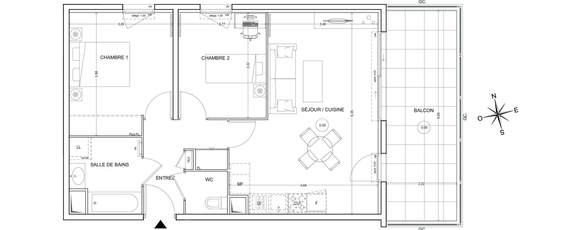 Appartement T3 de 59,04 m2 &agrave; Fr&eacute;jus Centre