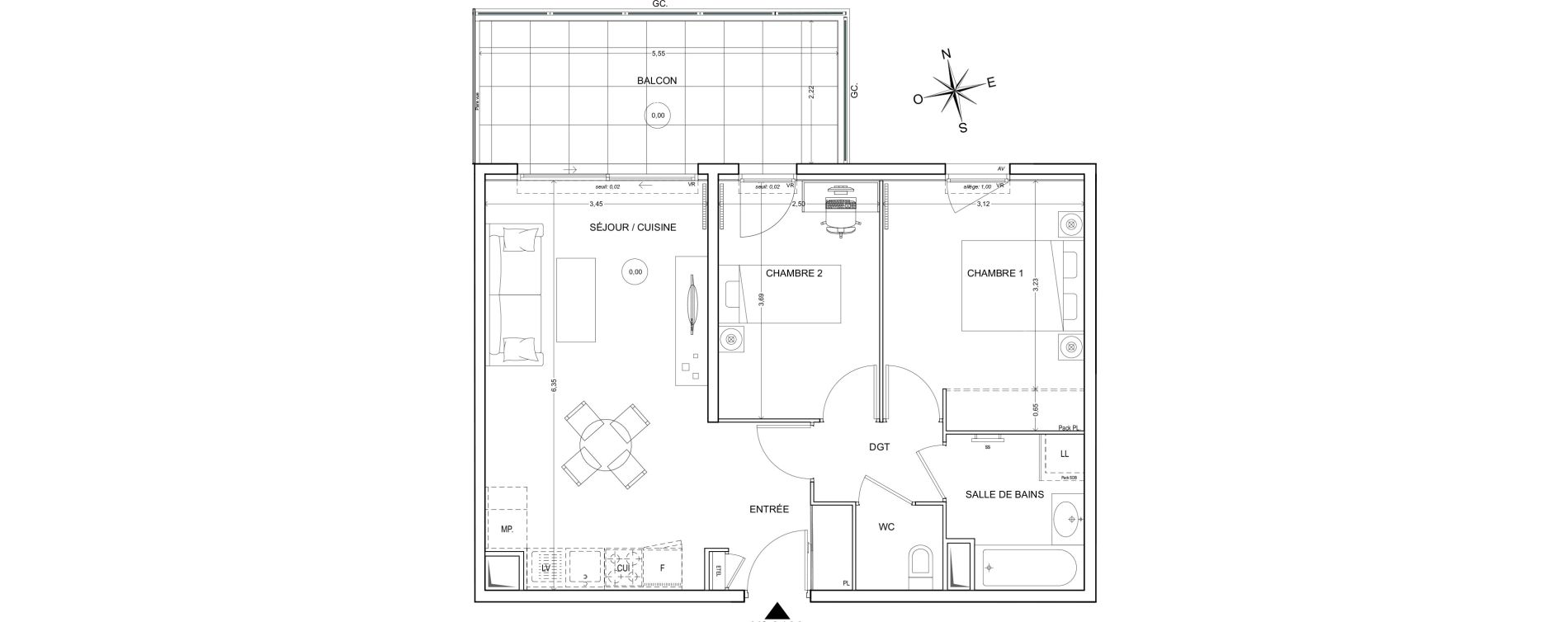 Appartement T3 de 56,52 m2 &agrave; Fr&eacute;jus Centre