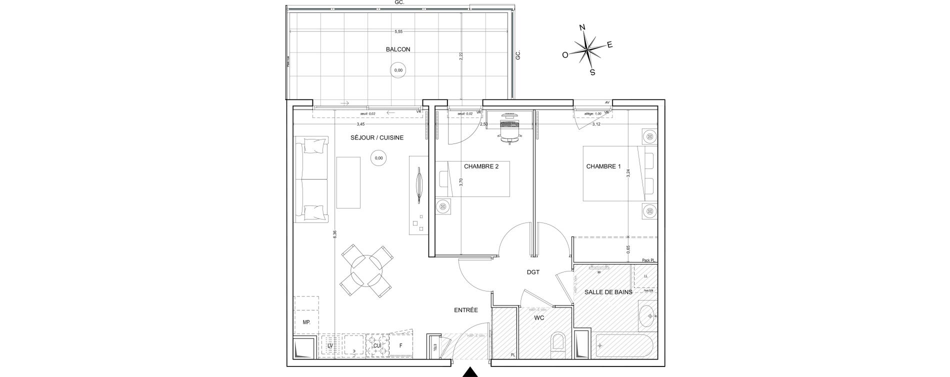 Appartement T3 de 56,52 m2 &agrave; Fr&eacute;jus Centre