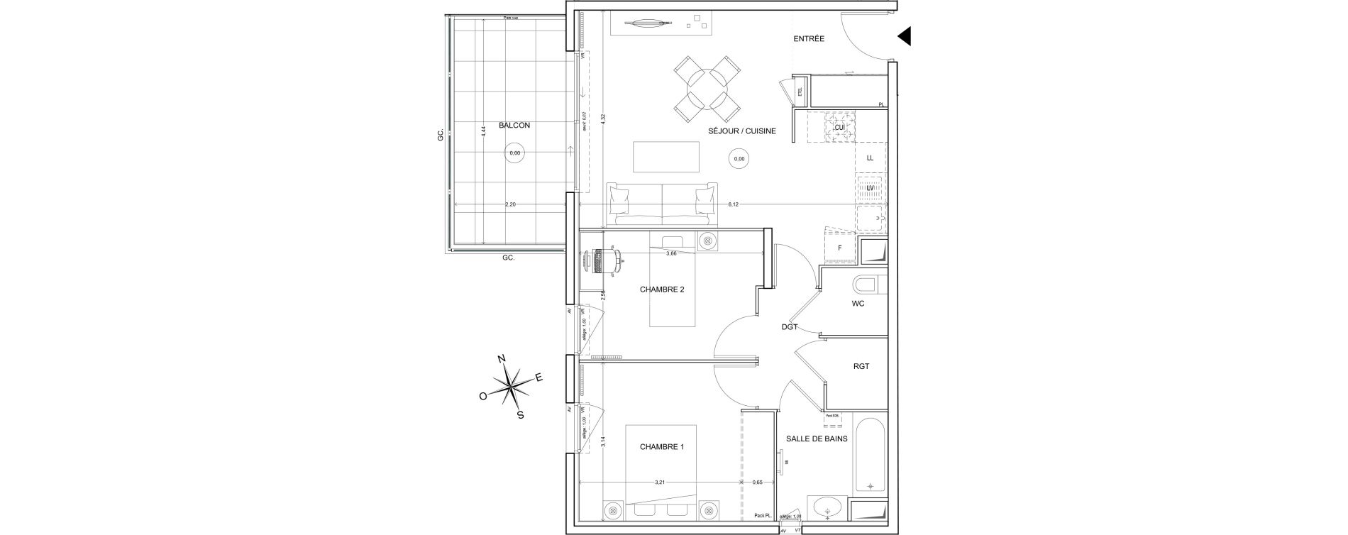 Appartement T3 de 59,57 m2 &agrave; Fr&eacute;jus Centre