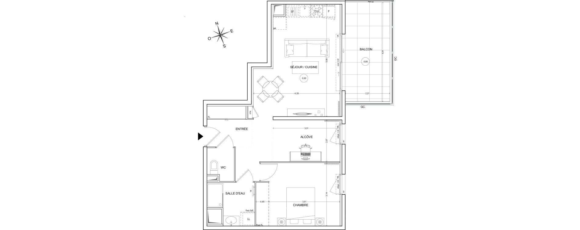 Appartement T2 de 54,71 m2 &agrave; Fr&eacute;jus Centre